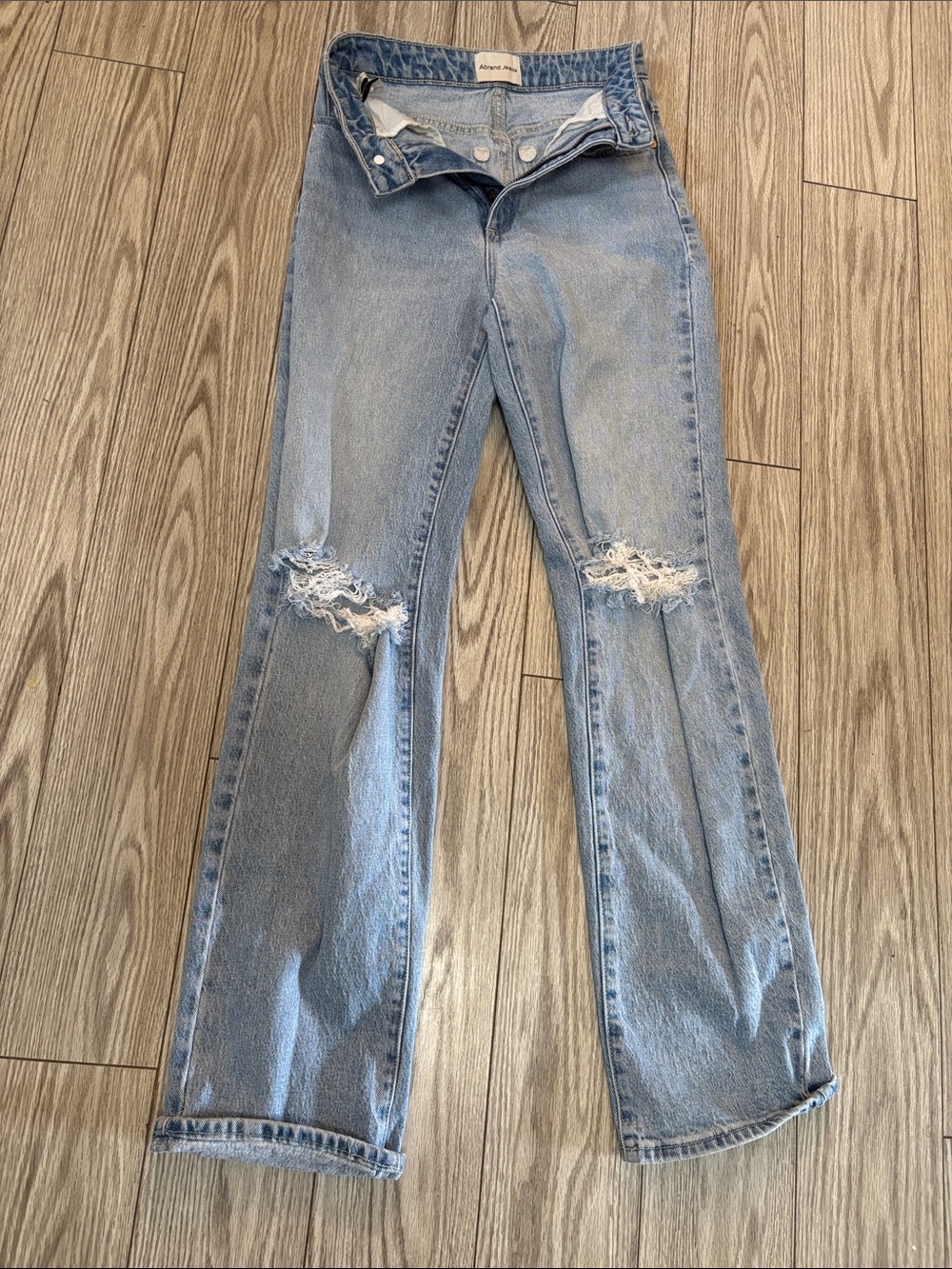 Abrand Light Wash Ripped Flare Jeans